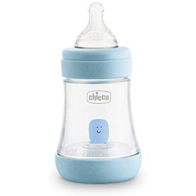 Chicco Perfect 5 anti-koliek babyfles, 150 ml, langzame stroom 0 maanden + met zachte siliconen zuignap biofunctionele fles met Intui-Flow System 150 ml, lichtblauw Chicco Perfect 5 anti-koliek babyfles, 150 ml, langzame stroom 0 maanden + met zachte siliconen zuignap biofunctionele fles met Intui-Flow System 150 ml, lichtblauw