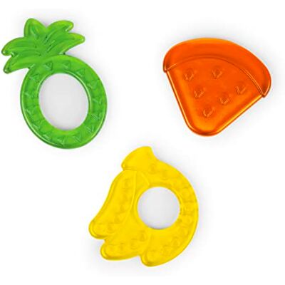 Bright Starts , Set de 3 anneaux de dentition colorés et multi textures, sans BPA Bright Starts , Set de 3 anneaux de dentition colorés et multi textures, sans BPA