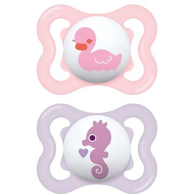 MAM Air Sucette en Lot de 2, en cuir avec étui pour sucette, 2 à 6 mois, rose MAM Air Sucette en Lot de 2, en cuir avec étui pour sucette, 2 à 6 mois, rose