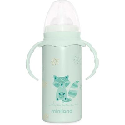 Miniland Thermobaby Dolce Menta 240 ml. Thermos 240 ml en acier inoxydable avec tétine, double couche d'acier, qui maintient la température de la boisson froide et chaude pendant des heures. Miniland Thermobaby Dolce Menta 240 ml. Thermos 240 ml en acier inoxydable avec tétine, double couche d'acier, qui maintient la température de la boisson froide et chaude pendant des heures.