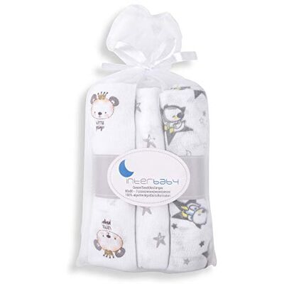 Interbaby Amazon Lot de 3 mousselines 100% coton colour gris Interbaby Amazon Lot de 3 mousselines 100% coton colour gris