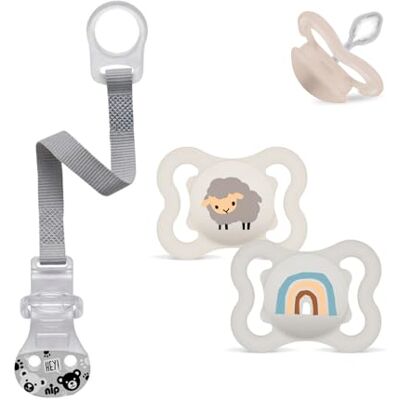 MAM Skin Soft Lot de 2 tétines en silicone souple pour bébé de 0 à 6 mois de mois, neutre, avec boîte de transport de stérilisation et attache-tétine NIP MAM Skin Soft Lot de 2 tétines en silicone souple pour bébé de 0 à 6 mois de mois, neutre, avec boîte de transport de stérilisation et attache-tétine NIP