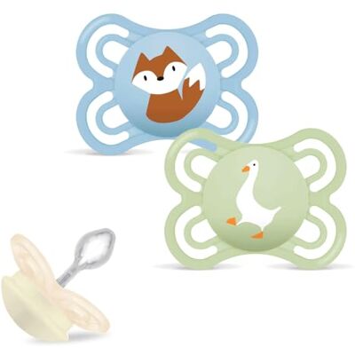 MAM Perfect Dento-Flex Lot de 2 tétines en silicone de 0 à 6 mois avec boîte de stérilisation de transport MAM Perfect Dento-Flex Lot de 2 tétines en silicone de 0 à 6 mois avec boîte de stérilisation de transport