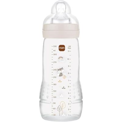 MAM Biberon Easy Active Baby Bottle 330 ml, Biberon pour enfants actifs ergonomique et pratique, accessoires nouveau-né 4+ mois d'allaitement avec tétine mesure 3 plate symétrique, neutre MAM Biberon Easy Active Baby Bottle 330 ml, Biberon pour enfants actifs ergonomique et pratique, accessoires nouveau-né 4+ mois d'allaitement avec tétine mesure 3 plate symétrique, neutre