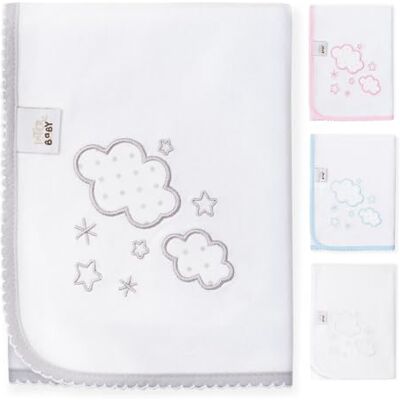 Interbaby Mousseline brodée Nuages gris Interbaby Mousseline brodée Nuages gris