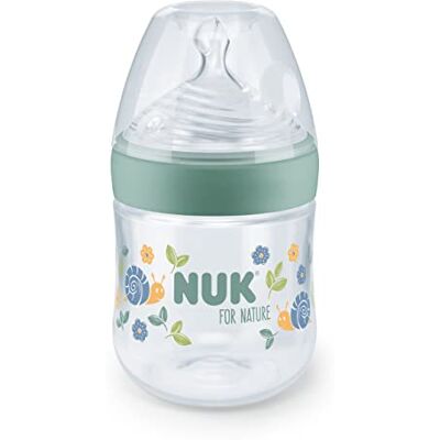 NUK for Nature Bouteille pour bébé Petit tétine 150 ml Tétine en silicone avec valve anti-colique Contrôle de la température Sans BPA Vert NUK for Nature Bouteille pour bébé Petit tétine 150 ml Tétine en silicone avec valve anti-colique Contrôle de la température Sans BPA Vert