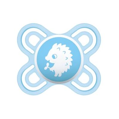 MAM Perfect Start Sucette pour bébé en silicone avec étui porte-sucette, 0-2 mois, bleu clair MAM Perfect Start Sucette pour bébé en silicone avec étui porte-sucette, 0-2 mois, bleu clair