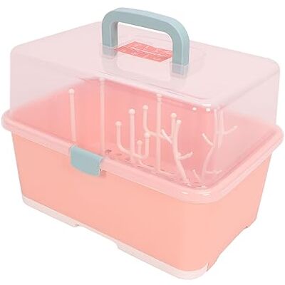 DAUZ Récipient de Support de Séchage de Biberon, Support de Séchage Portatif de Conception de Joint de 360 ° PP Sûr pour la Maison (Rose implicite) DAUZ Récipient de Support de Séchage de Biberon, Support de Séchage Portatif de Conception de Joint de 360 ° PP Sûr pour la Maison (Rose implicite)