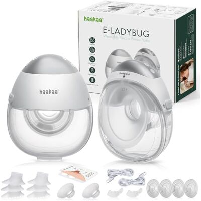 haakaa E-Ladybug Lot de 2 tire-lait électriques portables – Pompe mains libres ultra fine, 3 modes et 12 niveaux d'aspiration, technologie micro-vibration, tasse étanche de 180 ml, design silencieux haakaa E-Ladybug Lot de 2 tire-lait électriques portables – Pompe mains libres ultra fine, 3 modes et 12 niveaux d'aspiration, technologie micro-vibration, tasse étanche de 180 ml, design silencieux