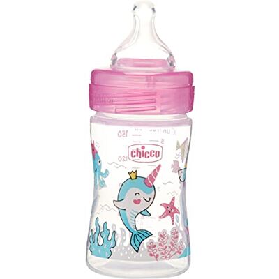 Chicco Benessere babyfles, langzame stroom van kunststof met siliconenzuiger, 150 ml, 90 g Chicco Benessere babyfles, langzame stroom van kunststof met siliconenzuiger, 150 ml, 90 g