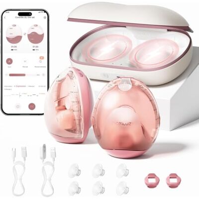 Momcozy Air 1 Tire-Lait Portable Mains Libres Ultra-Fin avec Application Étage de chargement sans fil, contrôle par application, mode Auto, alerte de remplissage et dessus transparent Momcozy Air 1 Tire-Lait Portable Mains Libres Ultra-Fin avec Application Étage de chargement sans fil, contrôle par application, mode Auto, alerte de remplissage et dessus transparent
