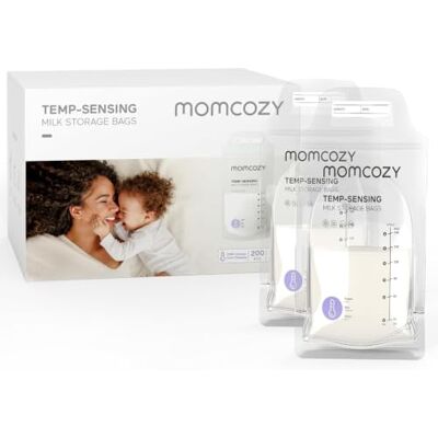 Momcozy Sachets de Congélation Lait Maternel 180mL, Lot de 200 Poches Stériles avec Double Fermeture Étanche, Conservation Hygiénique Allaitement et Stockage Réfrigéré Momcozy Sachets de Congélation Lait Maternel 180mL, Lot de 200 Poches Stériles avec Double Fermeture Étanche, Conservation Hygiénique Allaitement et Stockage Réfrigéré