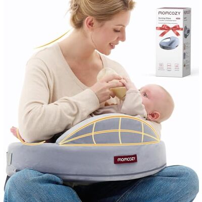 Momcozy Coussin d'allaitement innovant Safety Guard – Mousse à mémoire de forme ferme et élastique – Stable, soutien ergonomique et confortable – Coussin d'allaitement plus large, réglable, housse Momcozy Coussin d'allaitement innovant Safety Guard – Mousse à mémoire de forme ferme et élastique – Stable, soutien ergonomique et confortable – Coussin d'allaitement plus large, réglable, housse