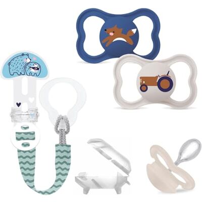 MAM SkinSoft Silicone Dental Dummy Supreme 6-16 mois, Pack of 2, Thin Teat Orthodontic, Skin-Friendly, Extra Air Flow, incl. Travel case + Clip it! MAM SkinSoft Silicone Dental Dummy Supreme 6-16 mois, Pack of 2, Thin Teat Orthodontic, Skin-Friendly, Extra Air Flow, incl. Travel case + Clip it!