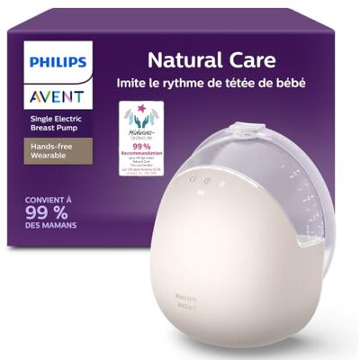 Philips Avent gamme Natural Care – tire-lait électrique portable mains libres qui imite le rythme de tétée de bébé, téterelle SkinSense pour un confort optimal, modèle SCF494/11 Philips Avent gamme Natural Care – tire-lait électrique portable mains libres qui imite le rythme de tétée de bébé, téterelle SkinSense pour un confort optimal, modèle SCF494/11