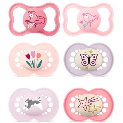 MAM "Skin Soft" Silicone original & Air sucette 16+ Lot de 6 + 3 Ster ilisi Ertra Port Boîtes MAM "Skin Soft" Silicone original & Air sucette 16+ Lot de 6 + 3 Ster ilisi Ertra Port Boîtes