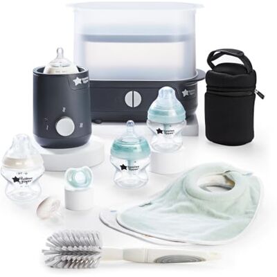 Tommee Tippee Closer to Nature Ensemble d'alimentation complet stérilisateur à vapeur électrique avec sac isotherme, biberons pour nouveau-né et chauffe-biberon Easiwarm Noir Tommee Tippee Closer to Nature Ensemble d'alimentation complet stérilisateur à vapeur électrique avec sac isotherme, biberons pour nouveau-né et chauffe-biberon Easiwarm Noir