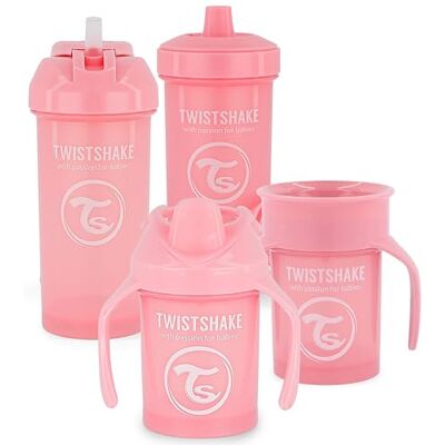 Twistshake Ensemble de Tasses à bec pour Bébé 4 Pièces 1x 360 Cup 1x Mini Cup 1x Straw Cup 1x Kid Cup Biberons étanches Gobelet Anti-déversement sans BPA 4+ mois Rose clair Twistshake Ensemble de Tasses à bec pour Bébé 4 Pièces 1x 360 Cup 1x Mini Cup 1x Straw Cup 1x Kid Cup Biberons étanches Gobelet Anti-déversement sans BPA 4+ mois Rose clair