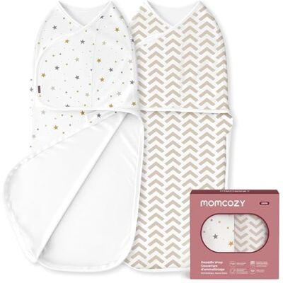 Momcozy Couverture Emmaillotage Bébé pour Nouveau-né, Fermeture Silencieuse, Convient aux Nourrissons de 0-3 Mois, Réduit Le Réflexe de Sursaut, Paquet de 2,Étoiles Géométriques Momcozy Couverture Emmaillotage Bébé pour Nouveau-né, Fermeture Silencieuse, Convient aux Nourrissons de 0-3 Mois, Réduit Le Réflexe de Sursaut, Paquet de 2,Étoiles Géométriques