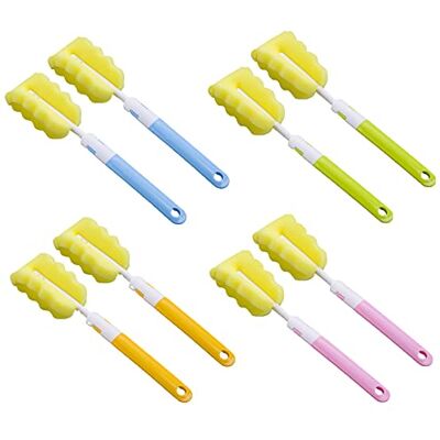 Hoshisea Lot de 8 brosses en mousse, brosse à biberon, brosse de nettoyage pour biberons, tasses (orange, bleu, vert, rose) Hoshisea Lot de 8 brosses en mousse, brosse à biberon, brosse de nettoyage pour biberons, tasses (orange, bleu, vert, rose)