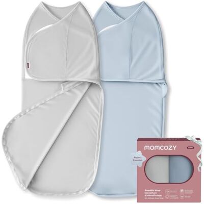 Momcozy Couverture Emmaillotage Bébé pour Nouveau-né, Fermeture Silencieuse, Convient aux Nourrissons de 0-3 Mois, Réduit Le Réflexe de Sursaut,Paquet de 2,Gris Clair et Bleu Clair Momcozy Couverture Emmaillotage Bébé pour Nouveau-né, Fermeture Silencieuse, Convient aux Nourrissons de 0-3 Mois, Réduit Le Réflexe de Sursaut,Paquet de 2,Gris Clair et Bleu Clair