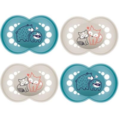 MAM Original Silicone Dummy 16+ months SkinSoft Silicone, 4 pieces value pack Winter Dream, 2 travel boxes MAM Original Silicone Dummy 16+ months SkinSoft Silicone, 4 pieces value pack Winter Dream, 2 travel boxes