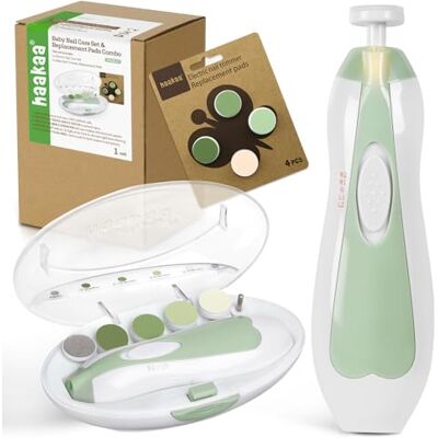 haakaa Coupe-ongles électrique pour bébé Pour nouveau-nés, tout-petits ou adultes Soin des ongles des doigts et des orteils Ensemble de soin des ongles pour bébé et 4 tampons de rechange haakaa Coupe-ongles électrique pour bébé Pour nouveau-nés, tout-petits ou adultes Soin des ongles des doigts et des orteils Ensemble de soin des ongles pour bébé et 4 tampons de rechange
