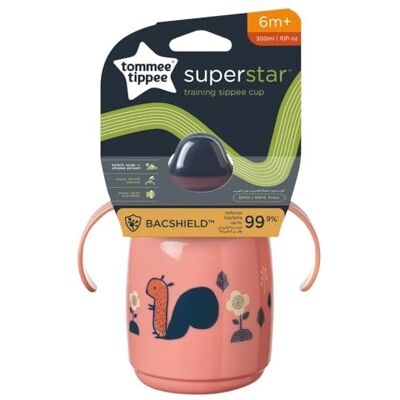 Tommee Tippee silicone Superstar Sippee, Tasse d'Entraînement à Bec avec la Technologie INTELLIVALVE 100% Étanche et Anti-Secousse et la Technologie Antibactérienne BACSHIELD, 6m, 300 ml, Rose, 447823 Tommee Tippee silicone Superstar Sippee, Tasse d'Entraînement à Bec avec la Technologie INTELLIVALVE 100% Étanche et Anti-Secousse et la Technologie Antibactérienne BACSHIELD, 6m, 300 ml, Rose, 447823
