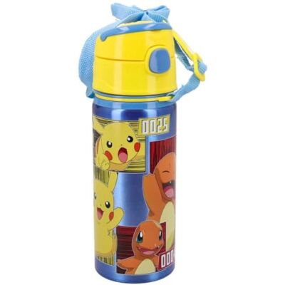 CARTOON Pokémon Gourde en aluminium avec paille 600 ml Bouteille à ouverture automatique pour enfants CARTOON Pokémon Gourde en aluminium avec paille 600 ml Bouteille à ouverture automatique pour enfants
