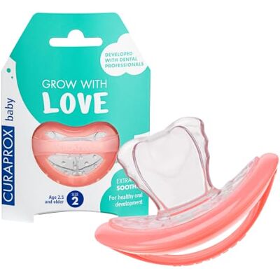 Curaprox Sucette Bébé, Taille 2, Corail, Conçu En Suisse Sucette Pour 18 À 36 Mois Curaprox Sucette Bébé, Taille 2, Corail, Conçu En Suisse Sucette Pour 18 À 36 Mois
