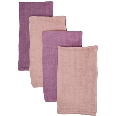 PIPPI Lot de 4 couches en tissu unisexes pour bébé, bavoirs, serviettes ou lingettes, convient pour maillot de bain, Rose (Pale Mauve 593), taille unique PIPPI Lot de 4 couches en tissu unisexes pour bébé, bavoirs, serviettes ou lingettes, convient pour maillot de bain, Rose (Pale Mauve 593), taille unique