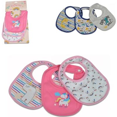 Cangaroo set 3 bavoirs bébé Kay velcro, imperméable lavable dès la naissance, coloris:rose Cangaroo set 3 bavoirs bébé Kay velcro, imperméable lavable dès la naissance, coloris:rose