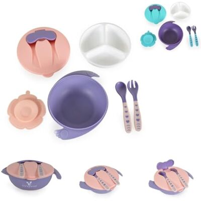 Cangaroo Jelly F1730 Vaisselle pour enfant avec fond antidérapant, fourchette, cuillère, couvercle, couleur : rose Cangaroo Jelly F1730 Vaisselle pour enfant avec fond antidérapant, fourchette, cuillère, couvercle, couleur : rose