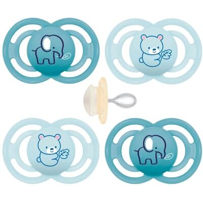 MAM Perfect Lot de 4 tétines Dento-Flex, 6 mois, 6 à 16 mois, avec 2 boîtes de transport stériles MAM Perfect Lot de 4 tétines Dento-Flex, 6 mois, 6 à 16 mois, avec 2 boîtes de transport stériles