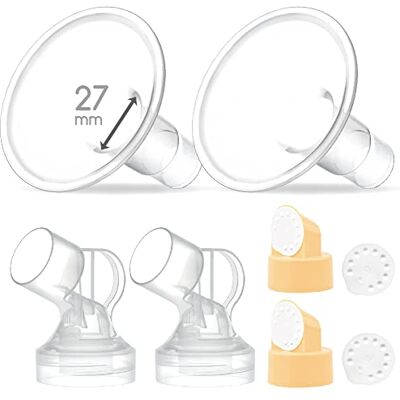 Maymom eendelig borstschild met ventiel en membraan Compatibel met Medela Pump in Style, Lactina en Symphony; vervangt PersonalFit 24 mm; niet-origineel compatibel accessoire, 27 mm Maymom eendelig borstschild met ventiel en membraan Compatibel met Medela Pump in Style, Lactina en Symphony; vervangt PersonalFit 24 mm; niet-origineel compatibel accessoire, 27 mm