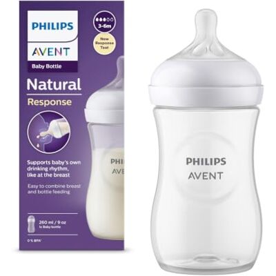 Philips Avent Biberon à Réponse Naturelle de 260 ml, sans BPA, pour les bébés de 1 mois et + (modèle SCY903/01) Philips Avent Biberon à Réponse Naturelle de 260 ml, sans BPA, pour les bébés de 1 mois et + (modèle SCY903/01)