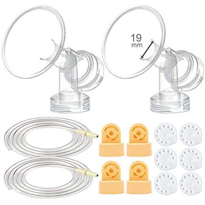 Maymom borstkolfonderdelenset Compatibel met Medela Pump in Style borstkolven; 2 slangen, 4 ventielen, 8 membranen en 2 borstschilden, 19 mm Maymom borstkolfonderdelenset Compatibel met Medela Pump in Style borstkolven; 2 slangen, 4 ventielen, 8 membranen en 2 borstschilden, 19 mm
