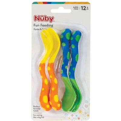 Nuby Cuillères et fourchettes, les couleurs peuvent varier, 4 pièces Nuby Cuillères et fourchettes, les couleurs peuvent varier, 4 pièces