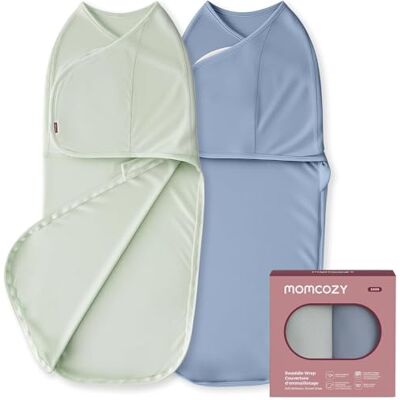 Momcozy Couverture Emmaillotage Bébé pour Nouveau-né, Fermeture Silencieuse, Convient aux Nourrissons de 0-3 Mois, Réduit Le Réflexe de Sursaut, Paquet de 2,Bleu-vert Momcozy Couverture Emmaillotage Bébé pour Nouveau-né, Fermeture Silencieuse, Convient aux Nourrissons de 0-3 Mois, Réduit Le Réflexe de Sursaut, Paquet de 2,Bleu-vert
