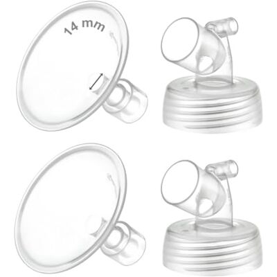 Maymom Pièces de tire-lait à col large en deux parties, compatibles avec S1 S2, inclut flanges large ouverture 14 mm, accessoire compatible, non original, lot de 2 Maymom Pièces de tire-lait à col large en deux parties, compatibles avec S1 S2, inclut flanges large ouverture 14 mm, accessoire compatible, non original, lot de 2