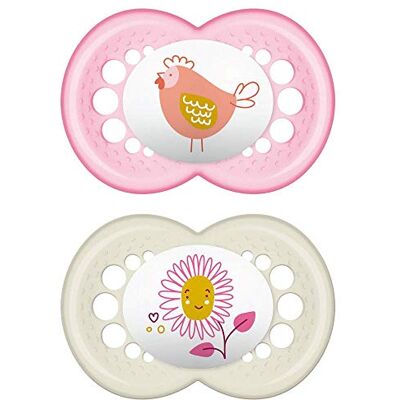 MAM Original Lot de 2 tétines en silicone Skinsoft avec étui porte-tétine, 16 mois, orange et violet MAM Original Lot de 2 tétines en silicone Skinsoft avec étui porte-tétine, 16 mois, orange et violet