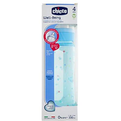 Chicco Babyfläschchen Well-Being COLORED, 330 ml, schneller Fluss, 4m+, Silikon, Boy (sortiert) Chicco Babyfläschchen Well-Being COLORED, 330 ml, schneller Fluss, 4m+, Silikon, Boy (sortiert)