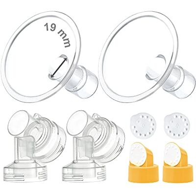 Maymom Marque 25 mm 2 x protège-lait en deux parties, 2 x connecteurs de base avec valve et membrane pour tire-lait Medela sélectionnés ; bouclier moyen (19 mm) Maymom Marque 25 mm 2 x protège-lait en deux parties, 2 x connecteurs de base avec valve et membrane pour tire-lait Medela sélectionnés ; bouclier moyen (19 mm)