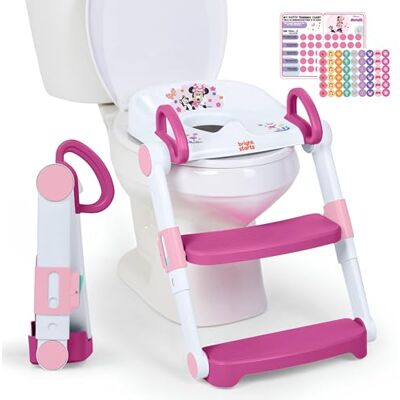 Bright Starts , Siège de toilette pliable Disney Minnie Mouse avec marchepied et poignées, facile à plier, comprend un tableau d'autocollants d'apprentissage de la propreté, 18 m, jusqu'à 22,7 kg, rose Bright Starts , Siège de toilette pliable Disney Minnie Mouse avec marchepied et poignées, facile à plier, comprend un tableau d'autocollants d'apprentissage de la propreté, 18 m, jusqu'à 22,7 kg, rose