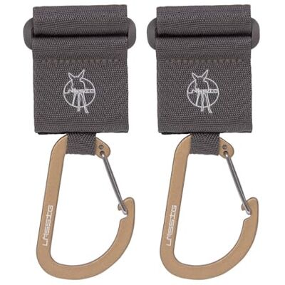 Lässig Lot De 2 Crochets De Fixation Pour Poussette Avec Fermeture Velcro Et Mousqueton Anthracite Lässig Lot De 2 Crochets De Fixation Pour Poussette Avec Fermeture Velcro Et Mousqueton Anthracite