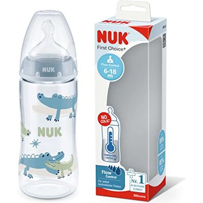 NUK Premier Choix + Température Contrôle Bouteille pour 6-18 Mois Bébés, 360 ml Capacité, Bleu Clair NUK Premier Choix + Température Contrôle Bouteille pour 6-18 Mois Bébés, 360 ml Capacité, Bleu Clair