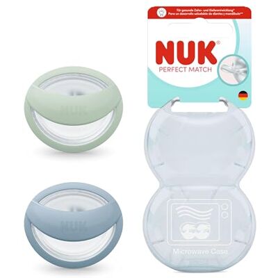 NUK Perfect Match Lot de 2 tétines orthodontiques pour bébé de 0 à 6 mois Adaptées à l'allaitement 95% d'acceptation par les bébés Vert et bleu NUK Perfect Match Lot de 2 tétines orthodontiques pour bébé de 0 à 6 mois Adaptées à l'allaitement 95% d'acceptation par les bébés Vert et bleu