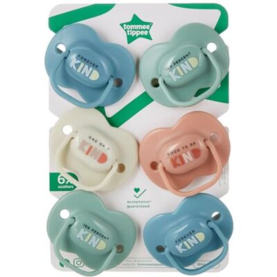 Tommee Tippee Sucettes Anytime, 6-18 Mois, Lot de 6, Forme Orthodontique Symétrique, Silicone sans BPA Tommee Tippee Sucettes Anytime, 6-18 Mois, Lot de 6, Forme Orthodontique Symétrique, Silicone sans BPA