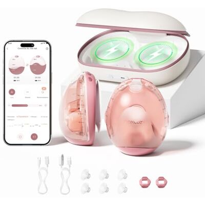 Momcozy Air 1 Tire-Lait Portable Mains Libres Ultra-Fin avec Application Étage de chargement sans fil, contrôle par application, mode Auto, alerte de remplissage et dessus transparent Momcozy Air 1 Tire-Lait Portable Mains Libres Ultra-Fin avec Application Étage de chargement sans fil, contrôle par application, mode Auto, alerte de remplissage et dessus transparent