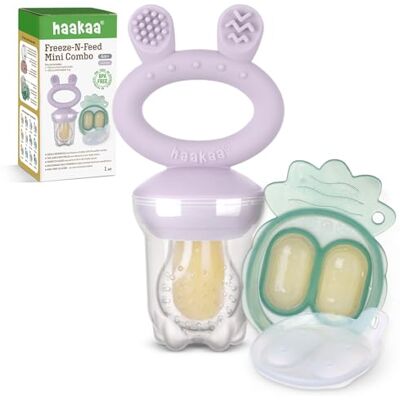 haakaa Nourrisseur de fruits pour bébé, Moule à glace pour le lait maternel, sans BPA, pour l'auto-alimentation de votre bébé, 4 mois et plus-lavendel haakaa Nourrisseur de fruits pour bébé, Moule à glace pour le lait maternel, sans BPA, pour l'auto-alimentation de votre bébé, 4 mois et plus-lavendel